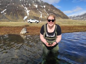 Theresa Henke holding a flounder